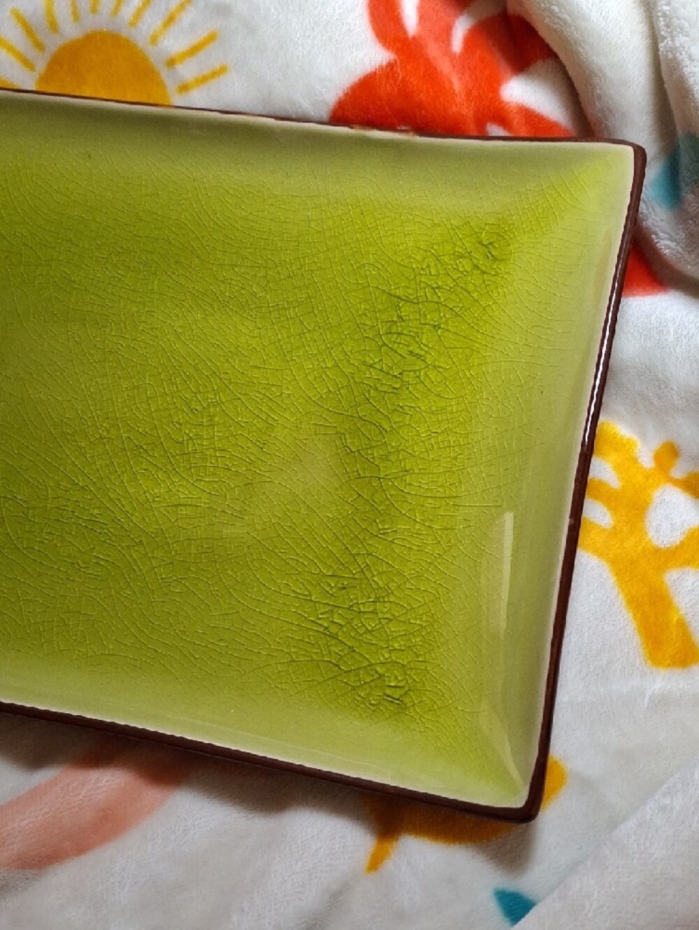 Green Rectangular Ceramic Serving Tray - Picture 4 of 4